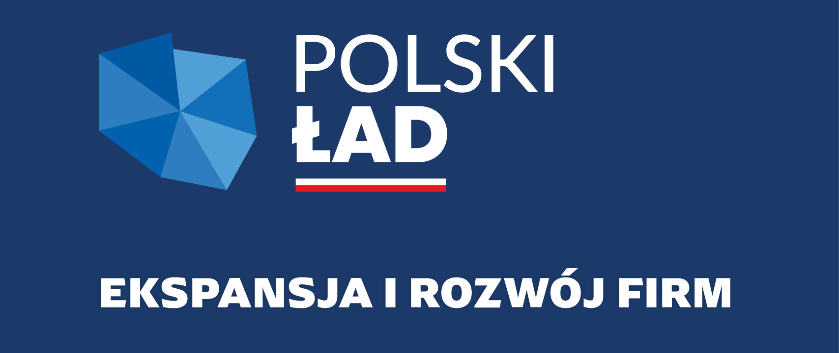 Logo Polski Ład. Napis: ekspansja i rozwój firm