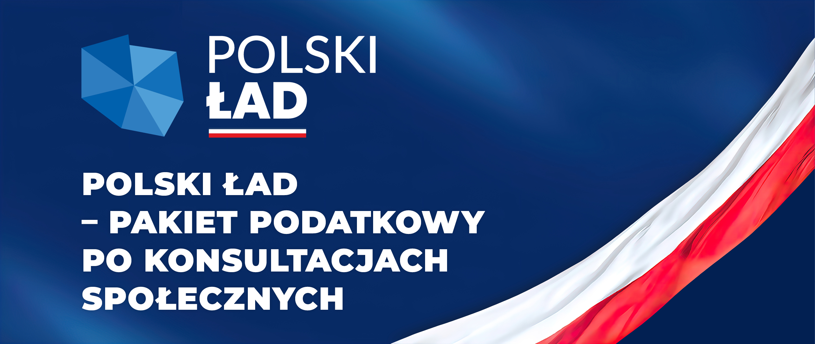 Kontur mapy Polski i napis Polski Ład – pakiet podatkowy po konsultacjach społecznych