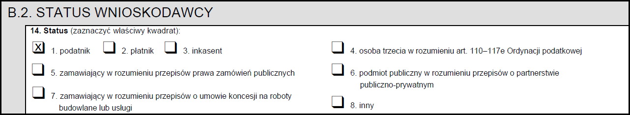 Status wnioskodawcy