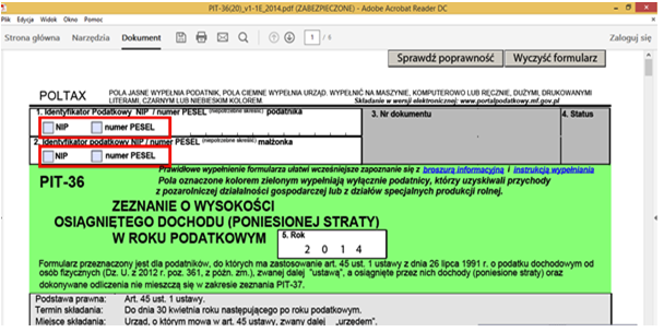 Przykładowe okno formularza interaktywnego