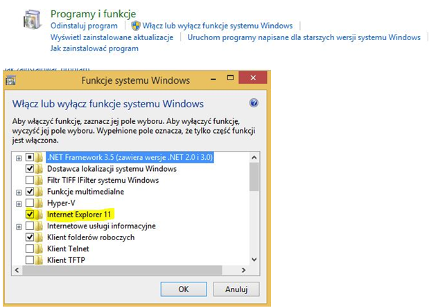 Okno uruchamiania funkcji systemu Windows